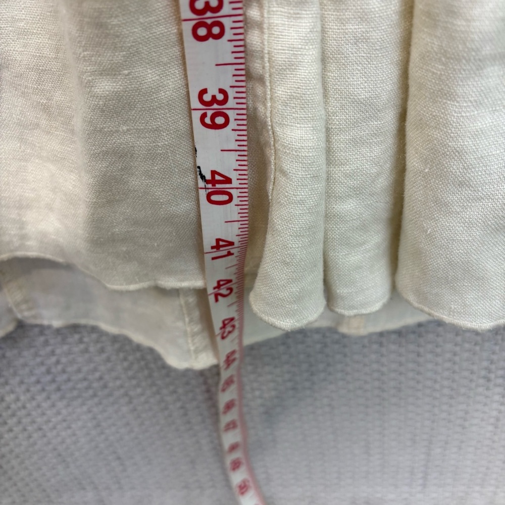 J Jill Cream 100% Linen 12 Sleeveless Shift Dress Minimalist Relax Travel Pocket - Picture 8 of 8